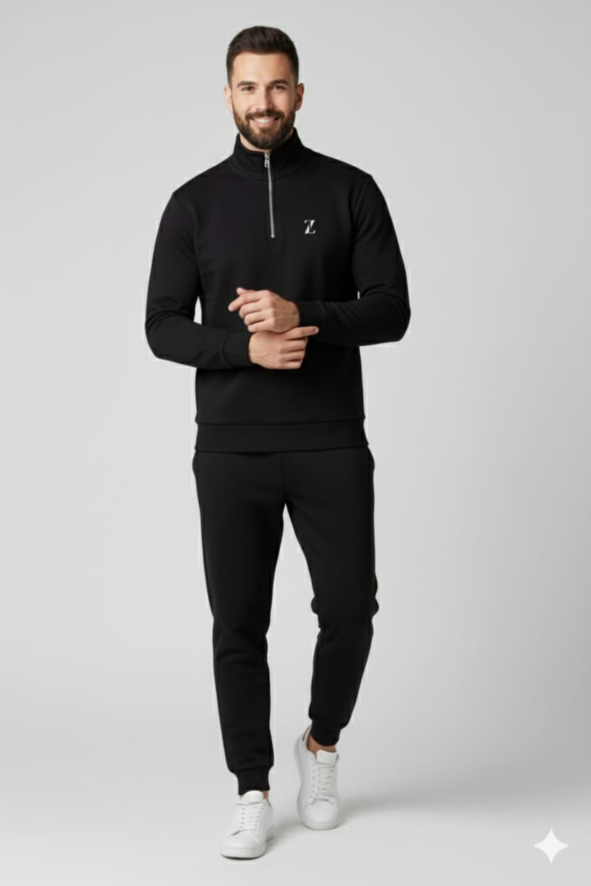 Quarter Zipper In Black Colour