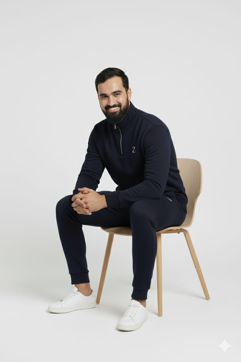 Quarter Zipper In Navy Colour